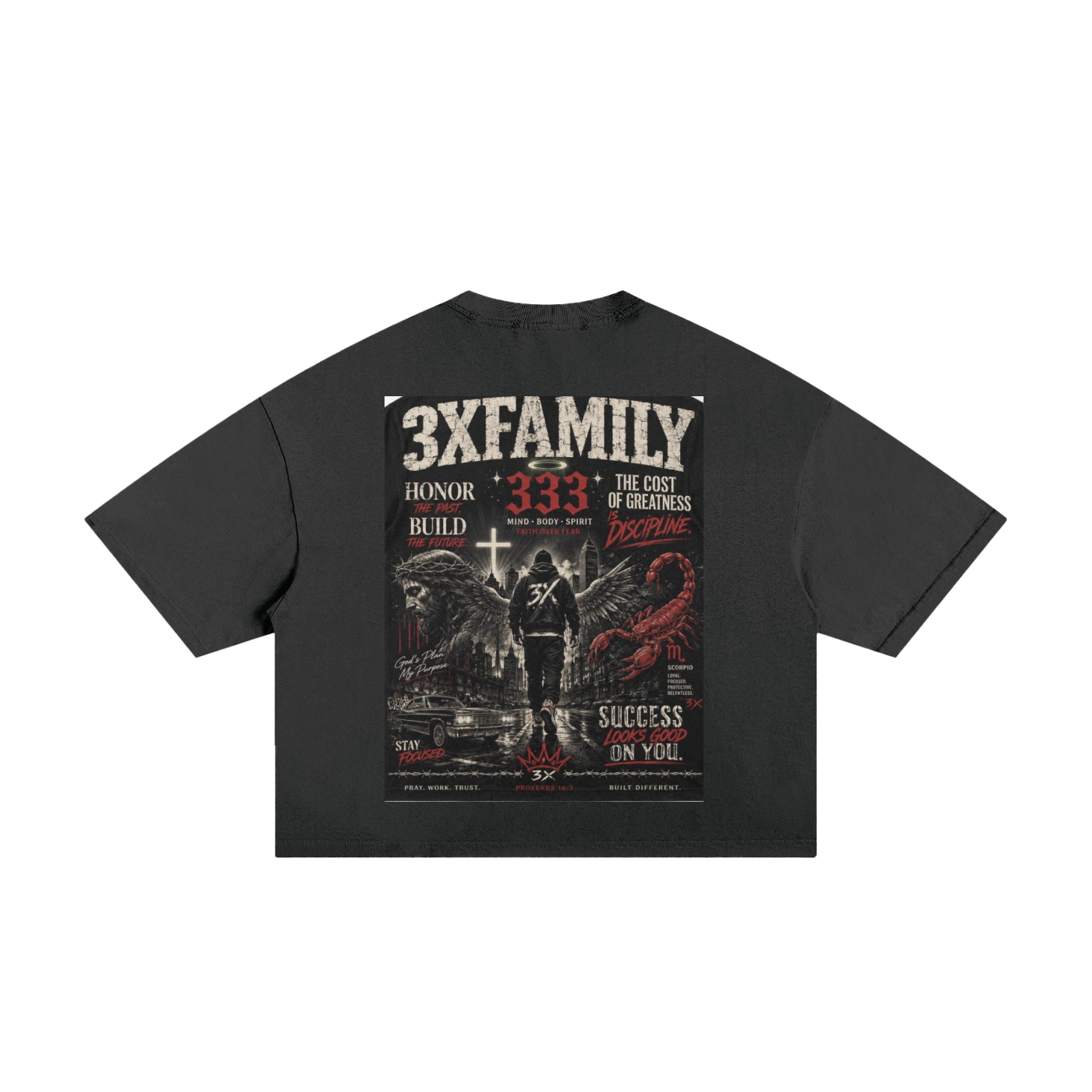 3xMadeFrom Destruction Tee Black n White (Red ) ODMPOD