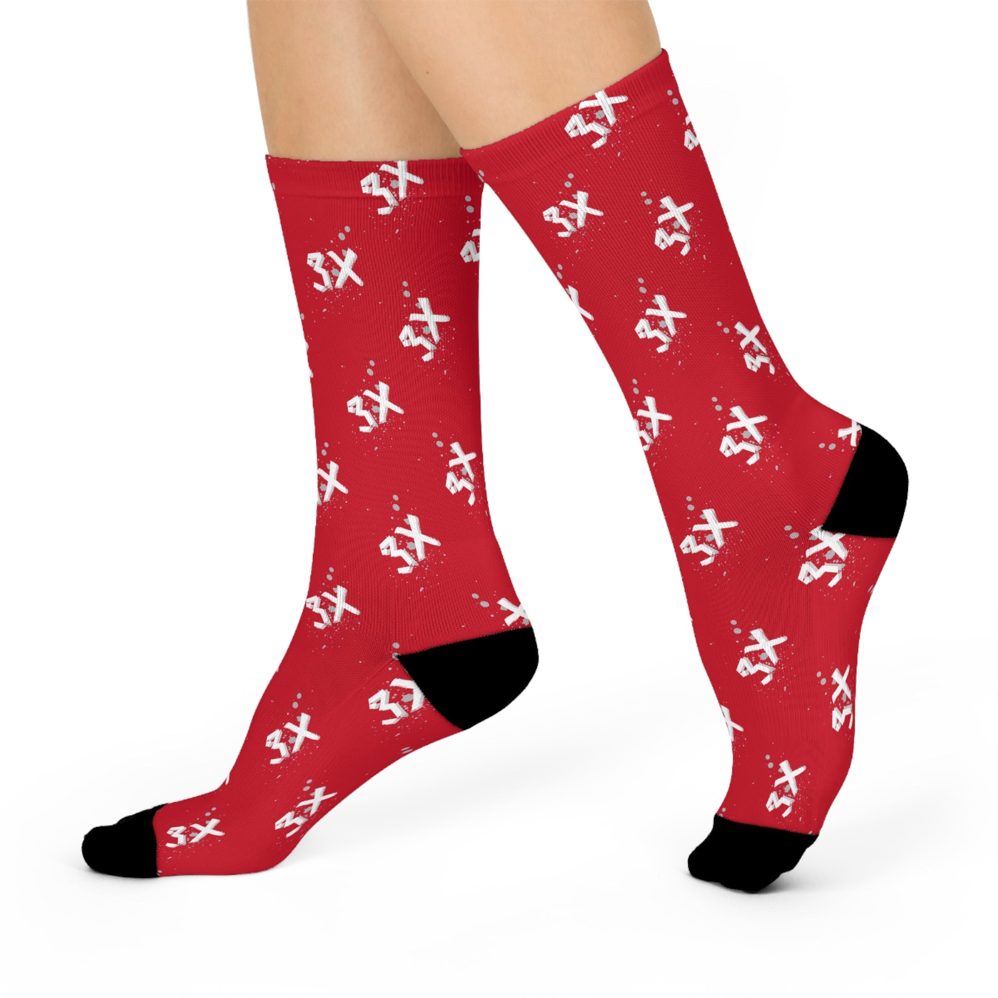 3X Splatter Socks - Red Printify