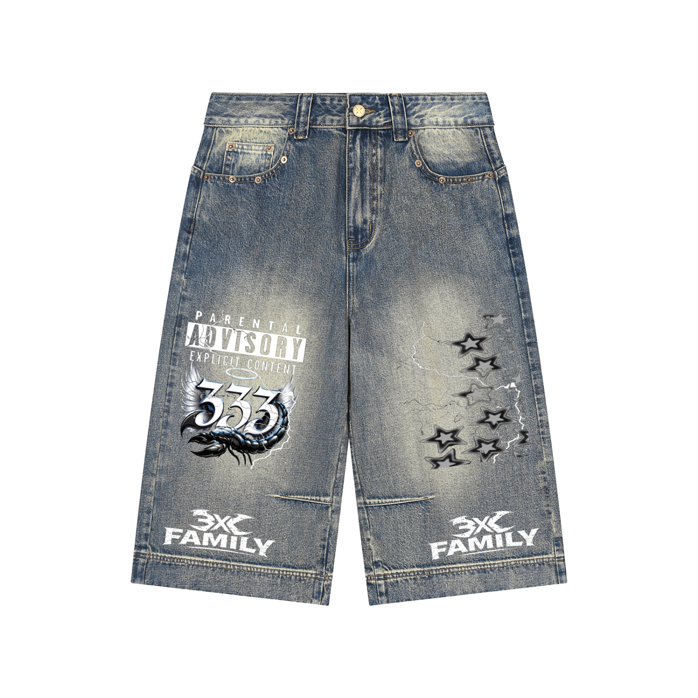 Vintage Wash Baggy Denim Shorts ODMPOD