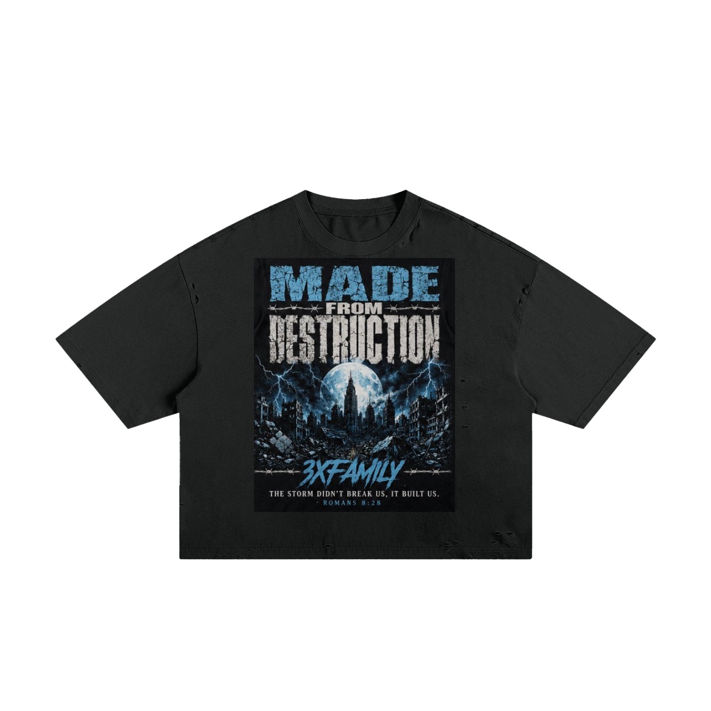 3xMadeFrom Destruction Tee Black n White (Blue ) ODMPOD