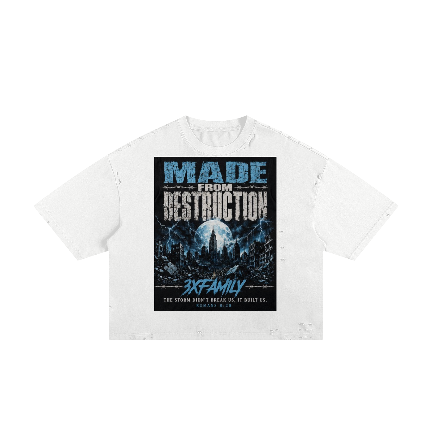 3xMadeFrom Destruction Tee Black n White (Blue ) ODMPOD