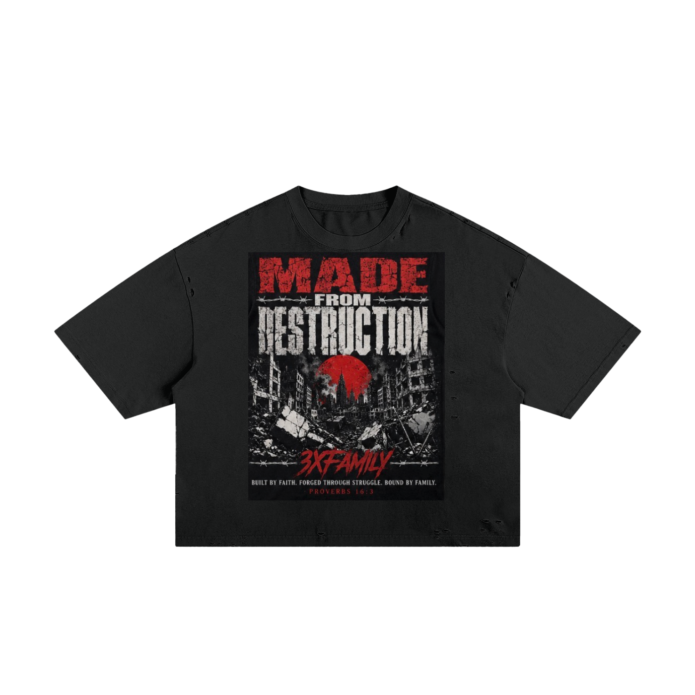 3xMadeFrom Destruction Tee Black n White (Red ) ODMPOD