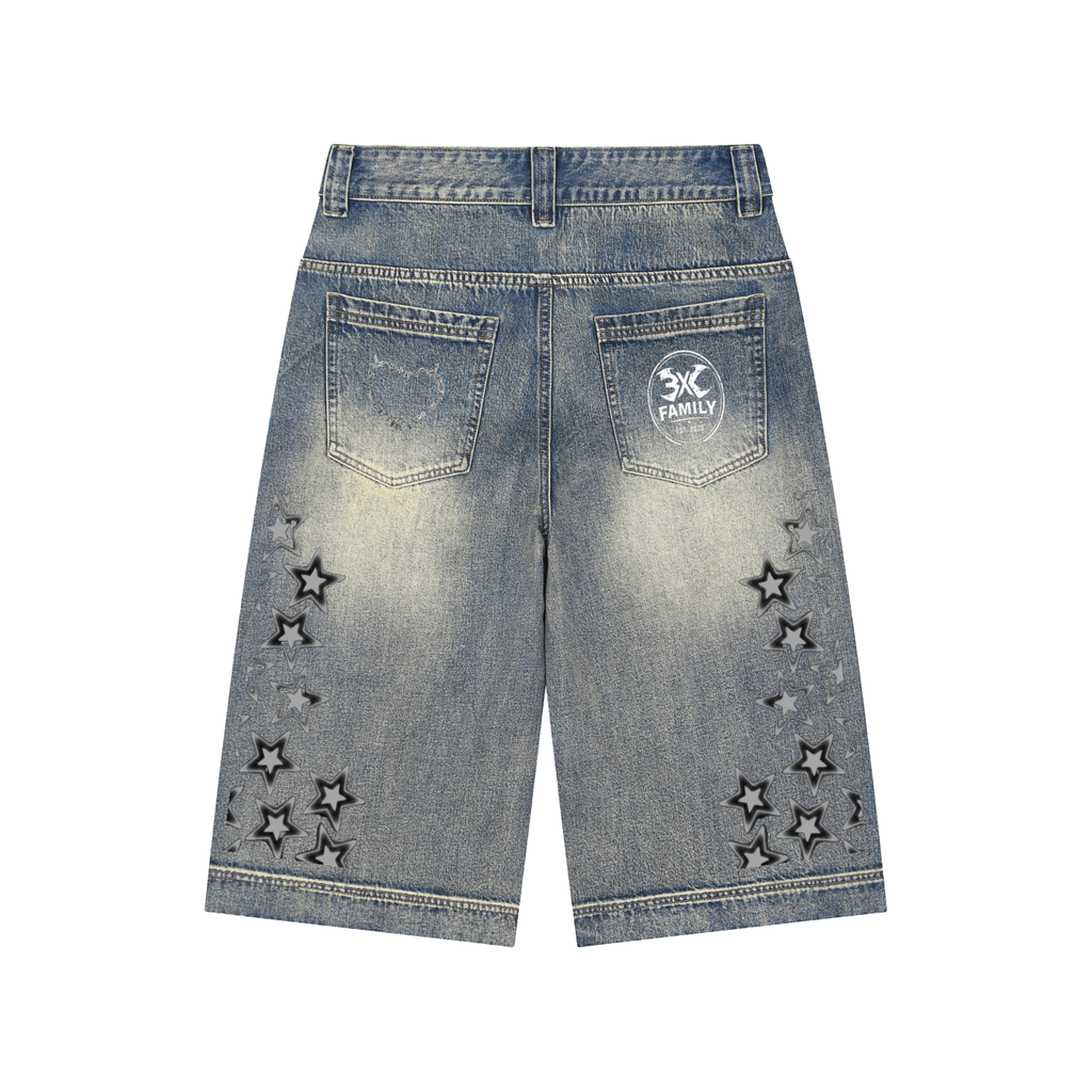 Vintage Wash Baggy Denim Shorts ODMPOD