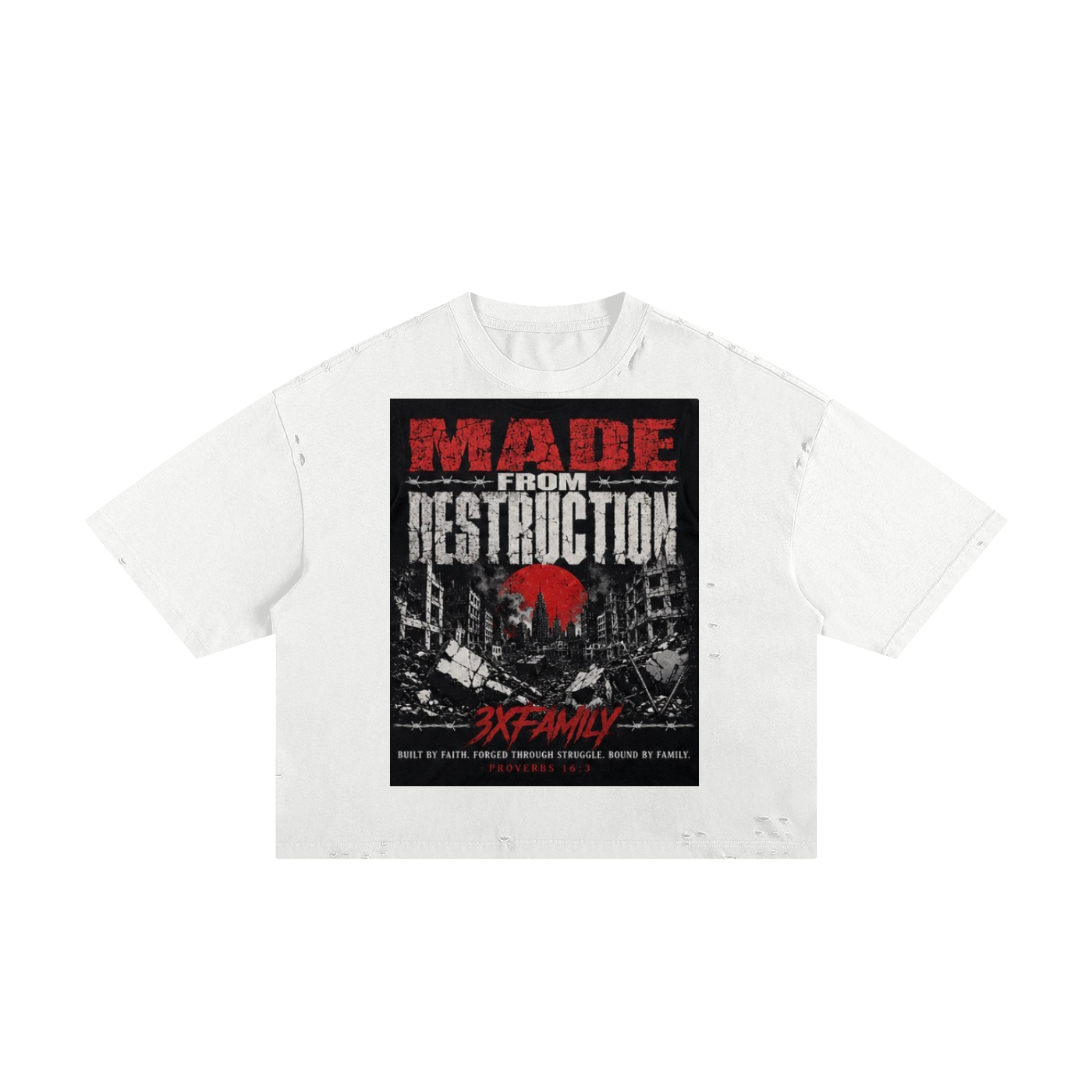 3xMadeFrom Destruction Tee Black n White (Red ) ODMPOD