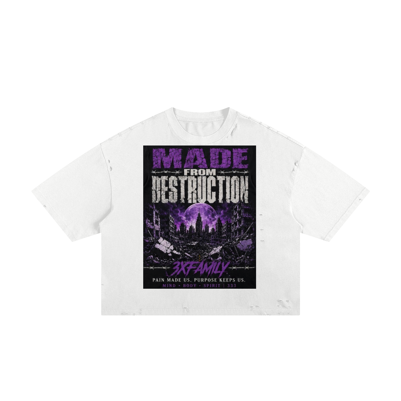 3xMadeFrom Destruction Tee Black n White (Purple ) ODMPOD