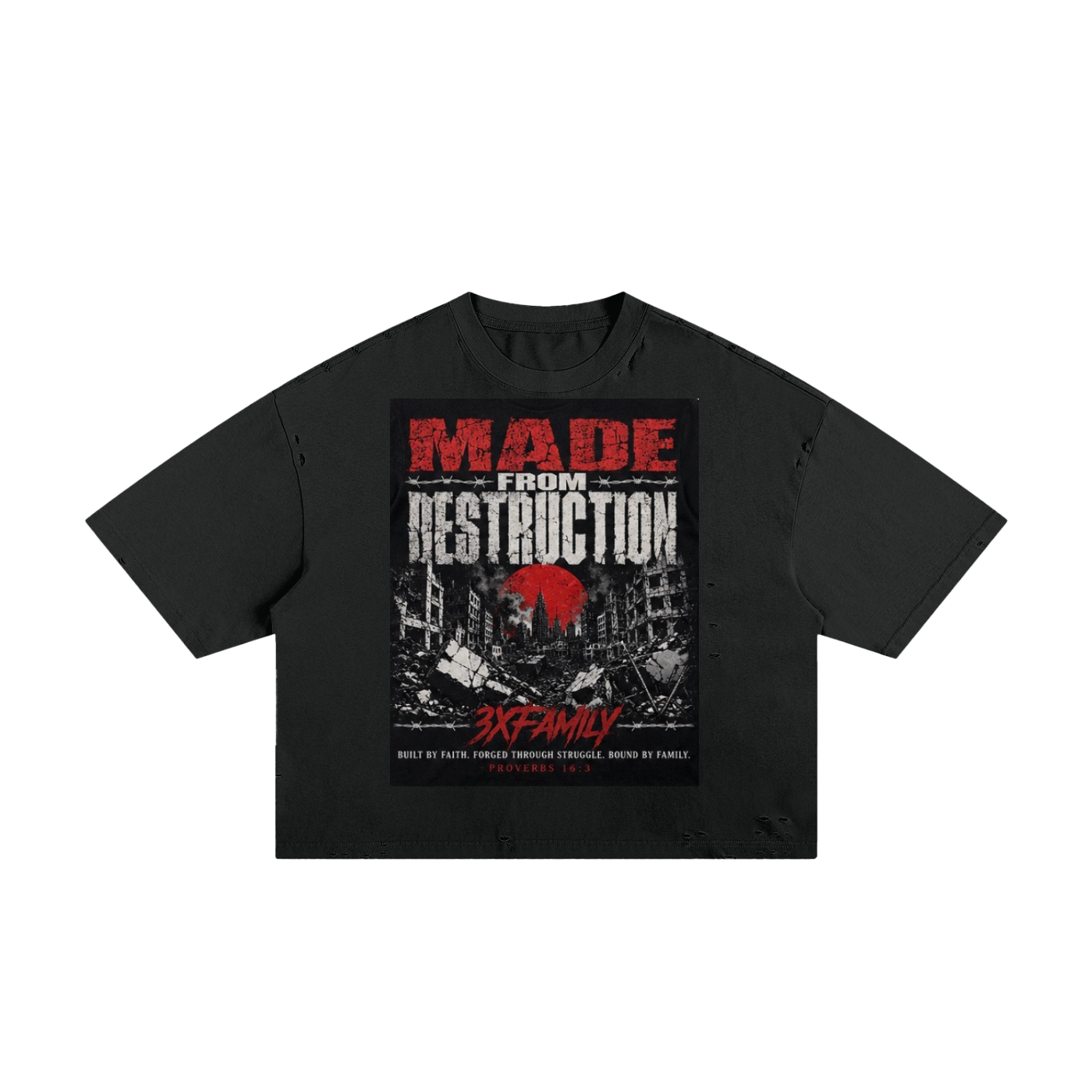 3xMadeFrom Destruction Tee Black n White (Red ) ODMPOD