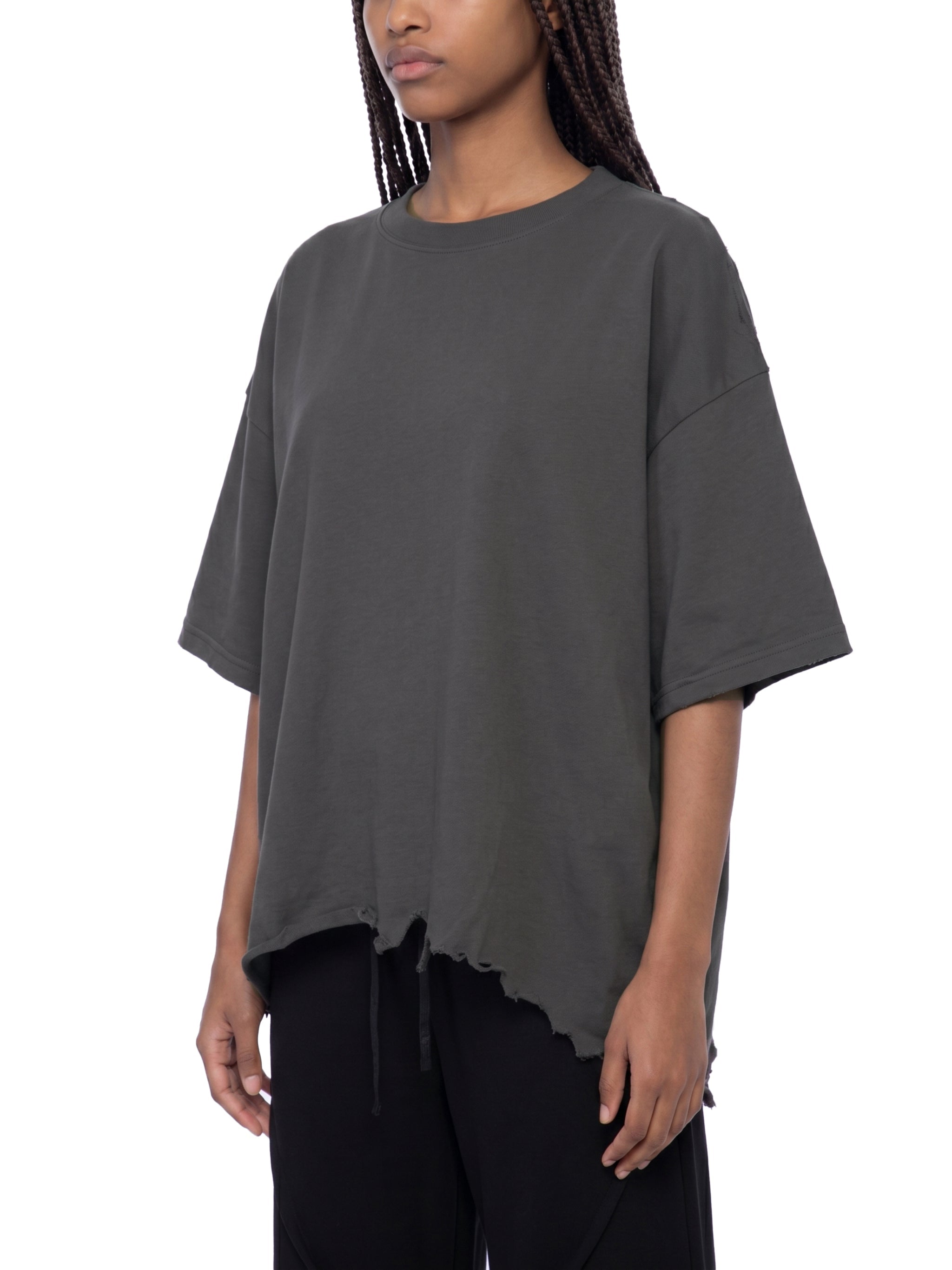 Vintage Wash Boxy Distressed Hem T-Shirt ODMPOD